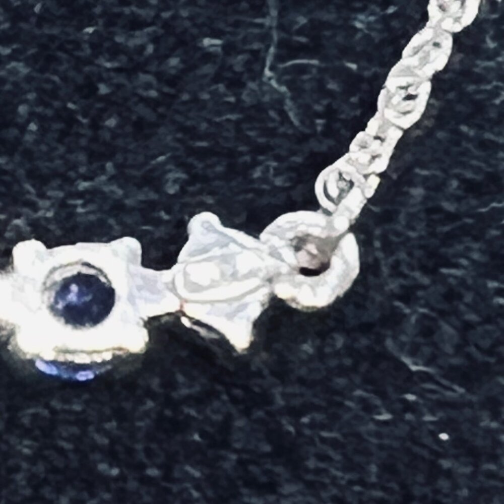 Nina Ricci Silver Tone, Blue & Clear Rhinestone Necklace & 2 Pair Earrings (5570 - Picture 8 of 8